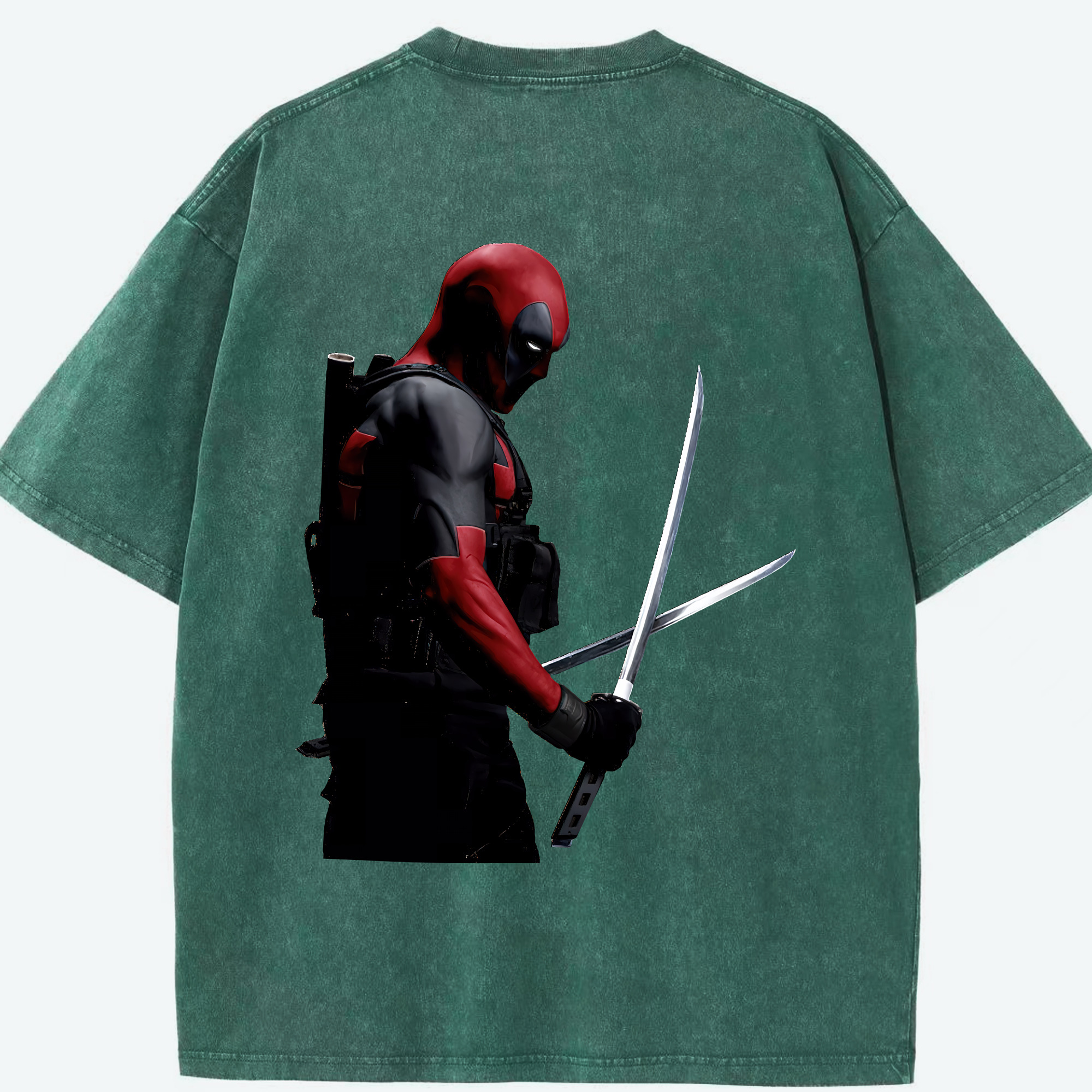 （画像用） Deadpool デッドプール 綿100% ヴィンテージ風 半袖Tシャツ（背面プリント）